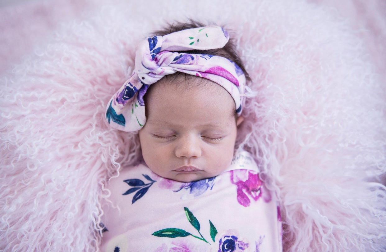 Floral Kiss I Snuggle Swaddle & Topknot Set