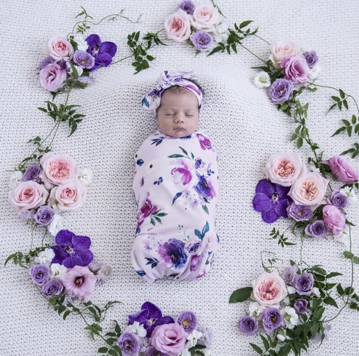 Floral Kiss I Snuggle Swaddle & Topknot Set